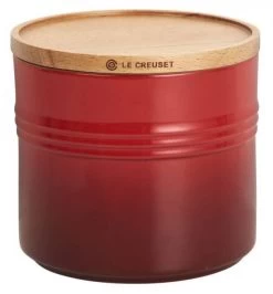 Le Creuset Voorraadpot Met Houten Deksel ø 14 X 12 Cm Aardewerk Kersrood