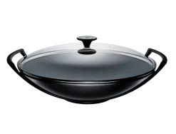 Le Creuset Wok Met Glazen Deksel 4,5 Liter ø 36 Cm Gietijzer Mat Zwart
